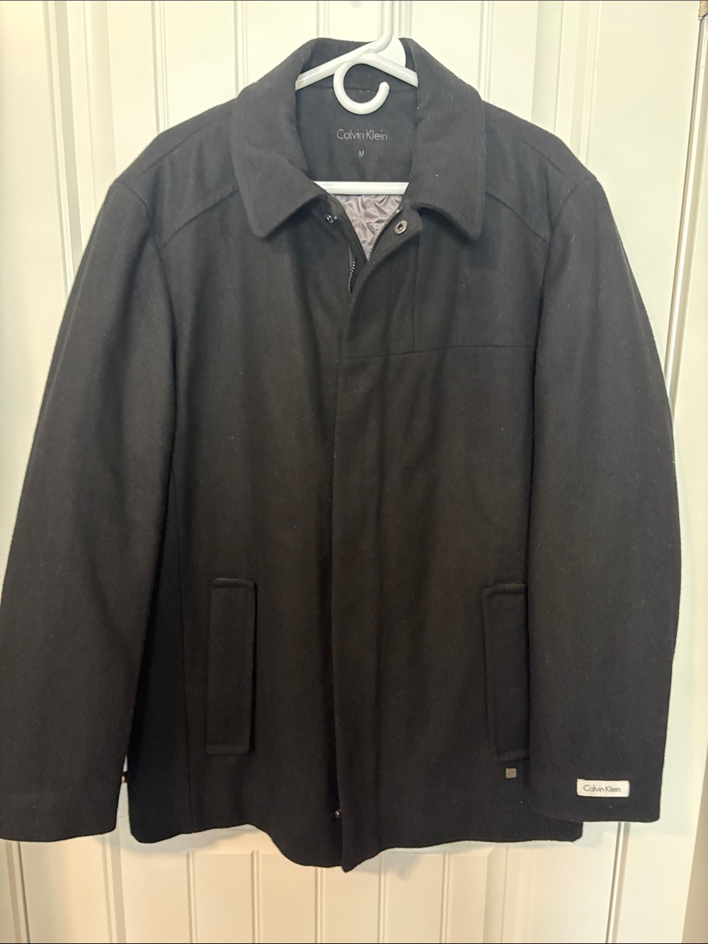 Calvin Klein Men’s Black Wool Blend Quilted Car Coat Jacket M
